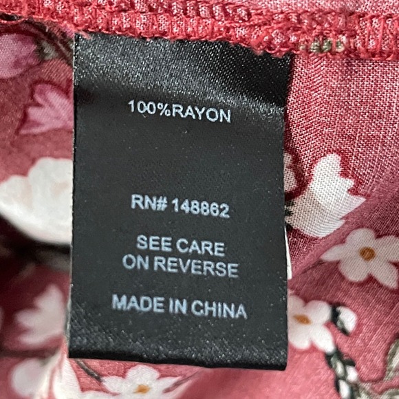 ❄️3/$18 TORRID Burgundy Floral Long Sleeve Blouse, Large - Picture 6 of 10